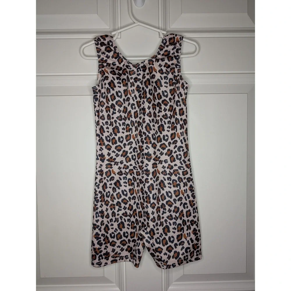Girls Leotard Animal Leopard Print Sparkle Dance Ballet Size S (6/6X) Or 120 Cm)